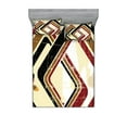 thumbnail image 1 of Ambesonne Abstract Fitted Sheet & Pillow Sham Set, Retro Trippy Form Ruby, Queen, Pale Yellow Caramel, 1 of 2