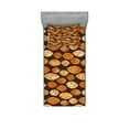 thumbnail image 1 of Ambesonne Abstract Fitted Sheet & Pillow Sham Set, Spots Waves Elliptic, Twinxl, Orange Brown, 1 of 2