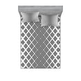 thumbnail image 1 of Ambesonne Abstract Fitted Sheet & Pillow Sham Set, Square Shape Geometric, Queen, Black White, 1 of 3
