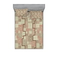 thumbnail image 1 of Ambesonne Abstract Fitted Sheet & Pillow Sham Set, Square Spiral Modern, Full, Redwood Tan Red, 1 of 2
