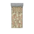 thumbnail image 1 of Ambesonne Abstract Fitted Sheet & Pillow Sham Set, Square Spiral Modern, Twinxl, Redwood Tan Red, 1 of 2