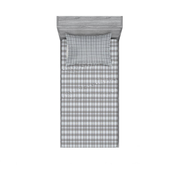 Ambesonne Abstract Fitted Sheet & Pillow Sham Set, Symmetry Fashion Image, Twin, Pale Blue Grey