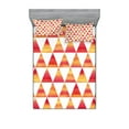 thumbnail image 1 of Ambesonne Abstract Fitted Sheet & Pillow Sham Set, Triangle Geometric Art, Full, Orange Scarlet, 1 of 2