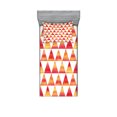 thumbnail image 1 of Ambesonne Abstract Fitted Sheet & Pillow Sham Set, Triangle Geometric Art, Twin, Orange Scarlet, 1 of 2