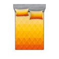 thumbnail image 1 of Ambesonne Abstract Fitted Sheet & Pillow Sham Set, Triangle Mosaic Poly, Full, Red Vermilion Marigold, 1 of 2