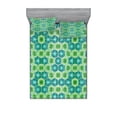 thumbnail image 1 of Ambesonne Abstract Fitted Sheet & Pillow Sham Set, Vector Pattern Flowers, Queen, Jade Green Lime Green, 1 of 2