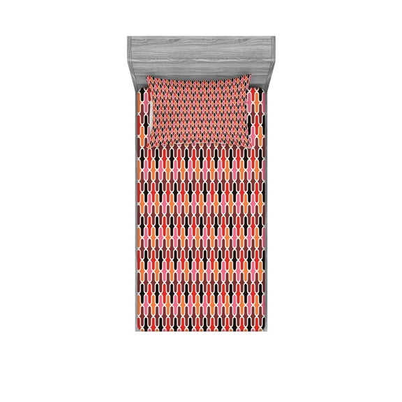 Ambesonne Abstract Fitted Sheet & Pillow Sham Set, Vertical Lines Graphic, Twinxl, Multicolor