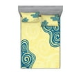 thumbnail image 1 of Ambesonne Abstract Fitted Sheet & Pillow Sham Set, Vintage Floral Spiral, Queen, Yellow Blue, 1 of 3