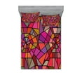 thumbnail image 1 of Ambesonne Abstract Fitted Sheet & Pillow Sham Set, Vitray Mosaic Triangle, Queen, Multicolor, 1 of 2
