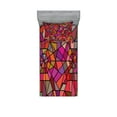 thumbnail image 1 of Ambesonne Abstract Fitted Sheet & Pillow Sham Set, Vitray Mosaic Triangle, Twin, Multicolor, 1 of 2