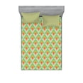 thumbnail image 1 of Ambesonne Abstract Fitted Sheet & Pillow Sham Set, Vivid Rhombus Pattern Line, Full, Pale Green Orange, 1 of 2