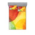 thumbnail image 1 of Ambesonne Abstract Fitted Sheet & Pillow Sham Set, Watercolor Modern Art, Queen, Yellow Orange Lime Green, 1 of 2