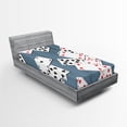 thumbnail image 1 of Ambesonne Abstract Fitted Sheet, Playing Cards, Twin Size, Slate Blue Red Black, 1 of 2