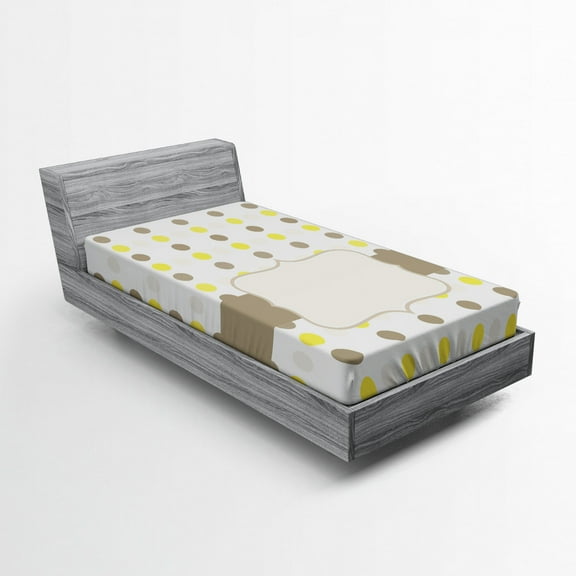 Ambesonne Abstract Fitted Sheet, Polka Dots Image, Twin Size, Pale Brown Marigold