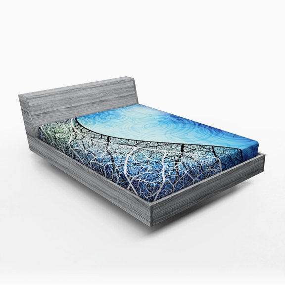 Ambesonne Abstract Fitted Sheet, Psychedelic Branches, Full Size, Blue Black