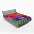thumbnail image 1 of Ambesonne Abstract Fitted Sheet, Rainbow Colors Squares, Queen Size, Multicolor, 1 of 3