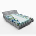 thumbnail image 1 of Ambesonne Abstract Fitted Sheet, Seashell Ornate Motifs, Full Size, Blue Green White, 1 of 2