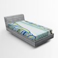 thumbnail image 1 of Ambesonne Abstract Fitted Sheet, Seashell Ornate Motifs, Twin XL Size, Blue Green White, 1 of 2