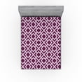 thumbnail image 1 of Ambesonne Abstract Fitted Sheet, Squares Pattern Winery Art, King Size, Purple Lilac, 1 of 5