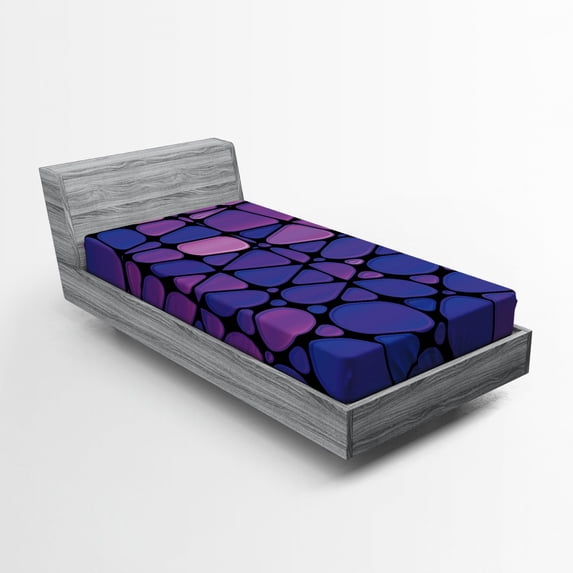 Ambesonne Abstract Fitted Sheet, Stained Graphic Drops, Twin Size, Purple Pink Black