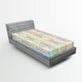thumbnail image 1 of Ambesonne Abstract Fitted Sheet, Star Rainbow Stripes, Twin XL Size, Yellow Blue, 1 of 2