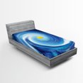 thumbnail image 1 of Ambesonne Abstract Fitted Sheet, Surfer Wavy Sun, Twin XL Size, Blue White and Yellow, 1 of 2