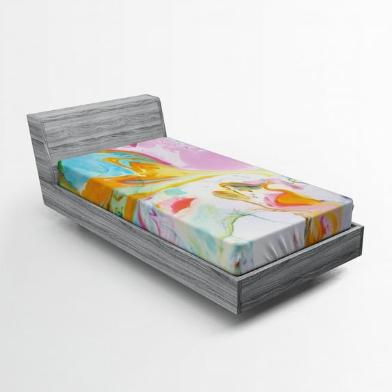Ambesonne Abstract Fitted Sheet, Surreal Abstract Art, Twin XL Size, Multicolor