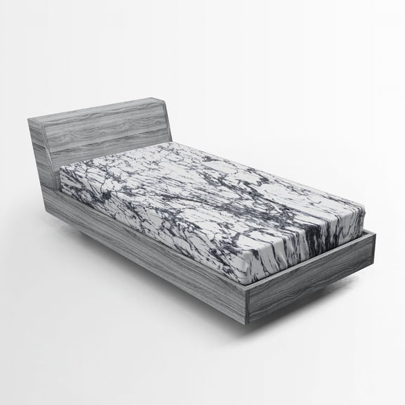 Ambesonne Abstract Fitted Sheet, Surreal Abstract, Twin XL Size, Grey White