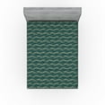 thumbnail image 1 of Ambesonne Abstract Fitted Sheet, Swirly Wave Boho Modern, King Size, Teal and Pale Brown, 1 of 5