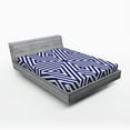 thumbnail image 1 of Ambesonne Abstract Fitted Sheet, Symmetric Triangles, Queen Size, Indigo Cream, 1 of 2