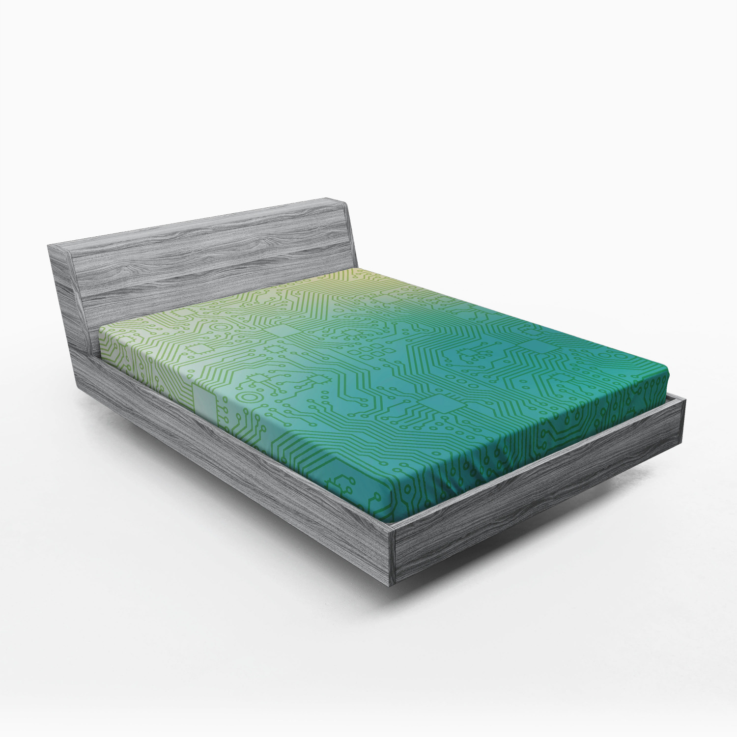 Ambesonne Abstract Fitted Sheet, Tech Vector Pattern, Full Size, Jade ...