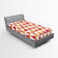 thumbnail image 1 of Ambesonne Abstract Fitted Sheet, Triangle Geometric Art, Twin XL Size, Orange Scarlet, 1 of 3