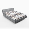 thumbnail image 1 of Ambesonne Abstract Fitted Sheet, Triangles Squares Plygons, Full Size, Grey Black Cocoa, 1 of 2