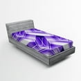thumbnail image 1 of Ambesonne Abstract Fitted Sheet, Trippy Digital Shapes, Twin XL Size, Violet White, 1 of 2