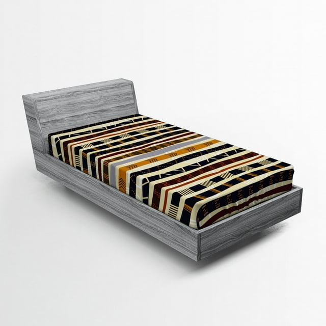 Ambesonne Abstract Fitted Sheet, Trippy Geometric, Twin XL Size, Multicolor