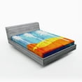 thumbnail image 1 of Ambesonne Abstract Fitted Sheet, Tropic Beach Palms, Queen Size, Orange Blue White, 1 of 2