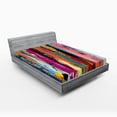 thumbnail image 1 of Ambesonne Abstract Fitted Sheet, Vibrant Rainbow Design, Queen Size, Multicolor, 1 of 3