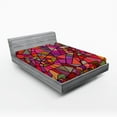 thumbnail image 1 of Ambesonne Abstract Fitted Sheet, Vitray Mosaic Triangle, Queen Size, Multicolor, 1 of 3