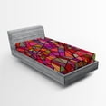 thumbnail image 1 of Ambesonne Abstract Fitted Sheet, Vitray Mosaic Triangle, Twin Size, Multicolor, 1 of 3
