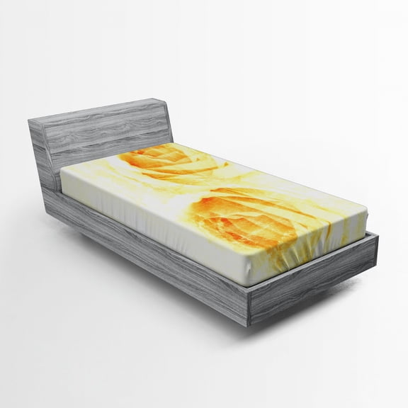 Ambesonne Abstract Fitted Sheet, Watercolor Rose Flower, Twin XL Size, Yellow and Beige