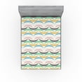 thumbnail image 1 of Ambesonne Abstract Fitted Sheet, Wavy Geometric Stripes Art, Queen Size, Off White Multicolor, 1 of 5