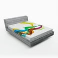 thumbnail image 1 of Ambesonne Abstract Fitted Sheet, Wavy Ribbon Rainbow, Full Size, Multicolor, 1 of 2