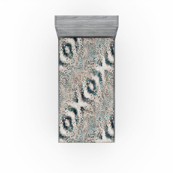 Ambesonne Abstract Fitted Sheet, Whimsical Grungy Pattern, Twin Size, Cadet Blue and Pale Chocolate