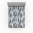 thumbnail image 1 of Ambesonne Abstract Fitted Sheet, Zigzags on Grunge Strokes, King Size, Dark Teal Cadet Blue, 1 of 5