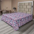 thumbnail image 1 of Ambesonne Abstract Flat Bedding Sheet Soft Top Sheet, Bohemian Hippie Pattern, King, Plum and Cobalt Blue, 1 of 1