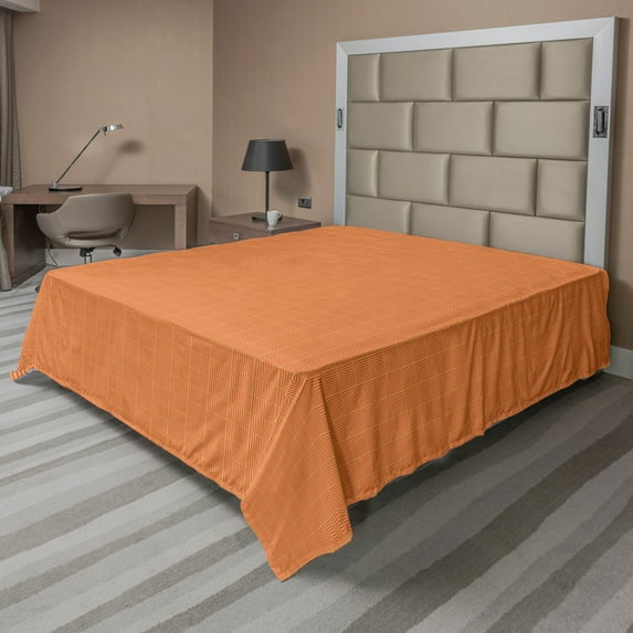 Ambesonne Abstract Flat Sheet, Angled Lines Composition, Queen Size, Vermilion Earth Yellow