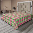 thumbnail image 1 of Ambesonne Abstract Flat Sheet, Argyle Inspired Elements, Full Size, Pink Lime Green, 1 of 1