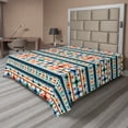 thumbnail image 1 of Ambesonne Abstract Flat Sheet, Aztec Geometry Prehistoric, Queen Size, Blue White and Orange, 1 of 1