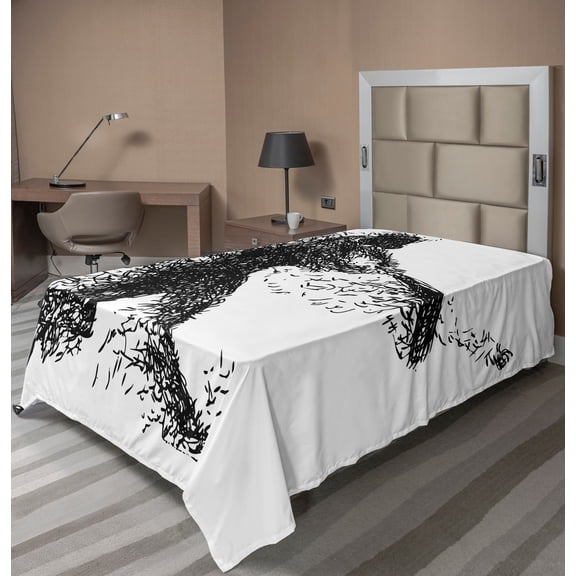 Ambesonne Abstract Flat Sheet, Baseball Player, Twin Size, Charcoal Grey White