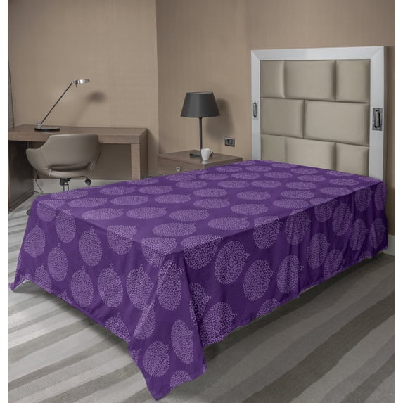 Ambesonne Abstract Flat Sheet, Baubles Christmas Motifs, TwinXL Size, Violet and Lavender